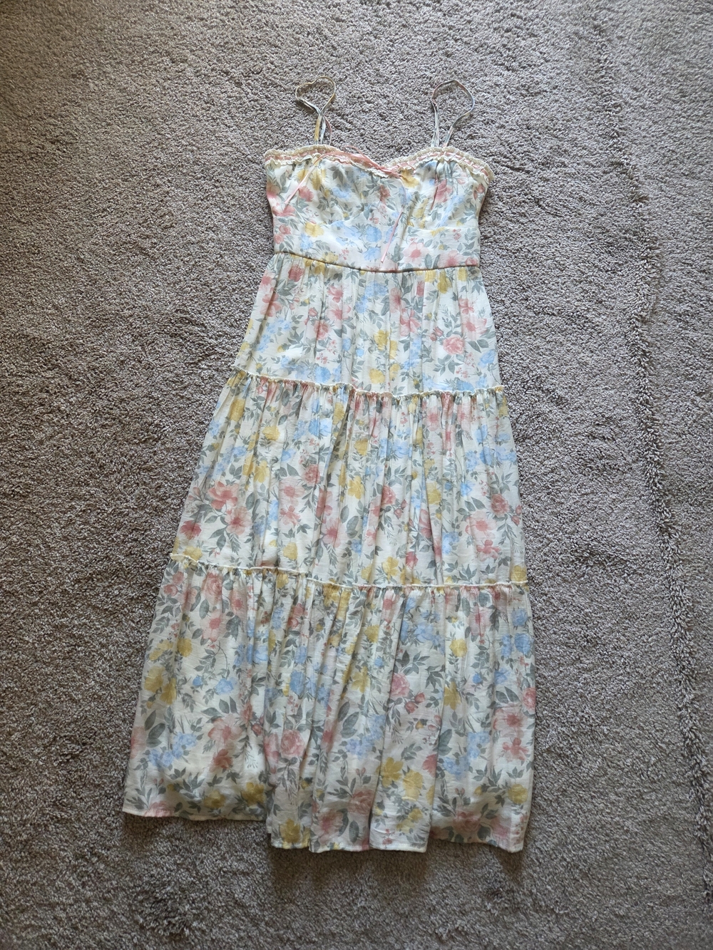 Trixxi Floral Maxi Dress in Pastel Pink, Blue, Yellow